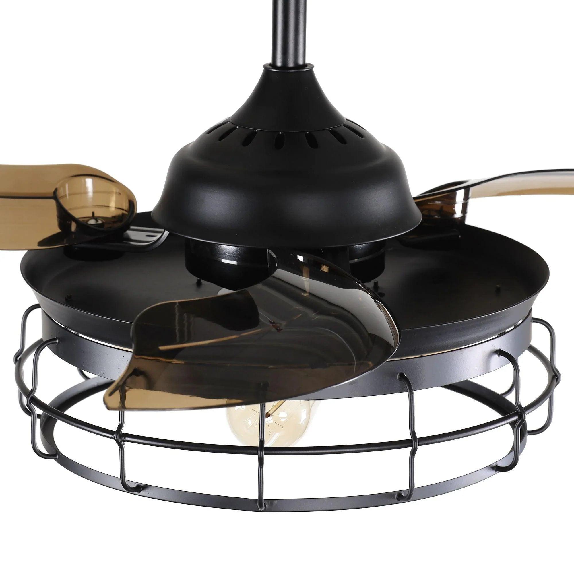 36" Pickett Industrial Ceiling Fan | Downrod Mount, Lighting + Remote Control, Industrial Decor