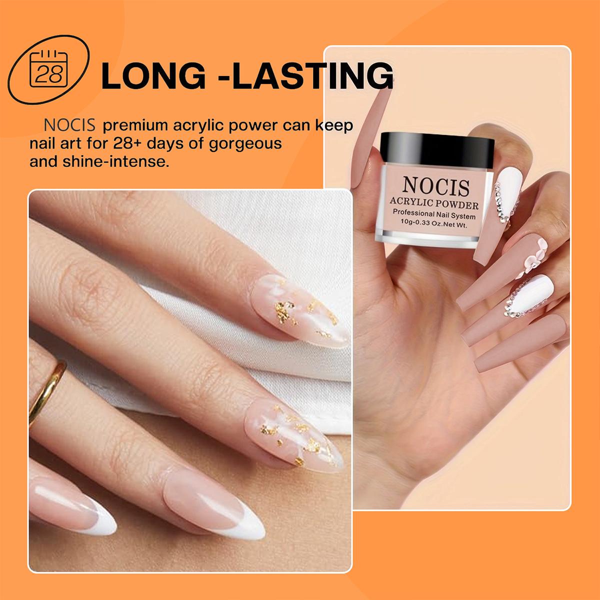 4 pcs 10g Acrylic Powder Set, Professional Acrylic Nail Powder Kit with Nail Brush & Liquid Monomer, for Acrylic Nails Extension, Carving & Nail Art, Manicure Tools for Nail Techs