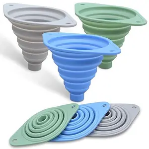 3PCS Kitchen Funnel Set – Collapsible Silicone Funnels for Filling Bottles, Jars & Small Containers, Easy Kitchen Transfer Tools