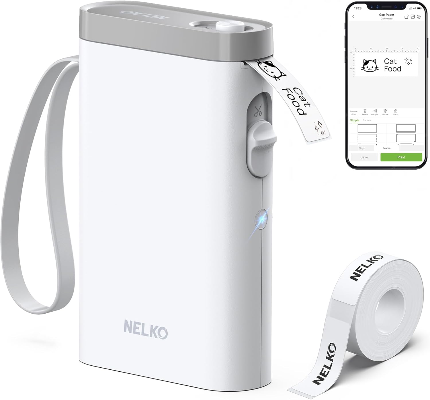 Nelko P21 Bluetooth Label Printer Wireless Mini Label Maker with 90 Fonts & 400 Templates for School Office Home White