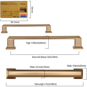 10 Pack Champagne Bronze Cabinet Pulls, 5 Inch (128mm) Hole Center, Kitchen Cabinet Handles, Bathroom Drawer Pulls, Dresser Pulls doorknob