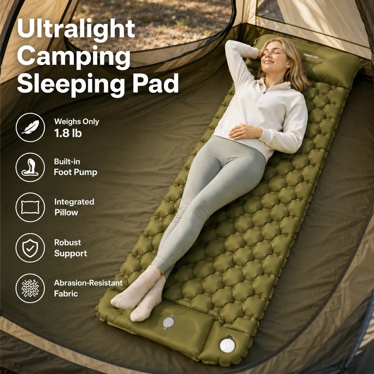 Night Cat Camping Sleeping , Extra Thick Camping Mat, Built-in Foot Pump Inflatable Sleeping ,Compact for Camping BackpackingHiking Traveling Tent, camp gear, road trip ,cot pad, inflation Pump air pillow,Summervibes