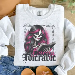 Barely Tolerable Sweatshirt - Ash Grey - Booktok Smut Sweatshirt Pullover Soft Unisex Womenswear Hoodie Fit Aesthetic Jersey