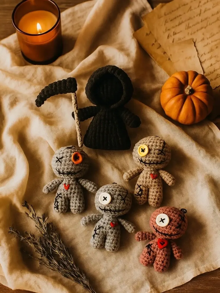 Crochet Voodoo Keychain, Cute Voodoo Amigurumi Crochet, Handmade Halloween Voodoo Keychain, Baby Voodoo Amigurumi Keychain, Halloween Gift