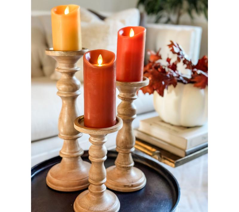 Simply Stunning Set of 3 Wood Candle Pillars by Janine Graff
