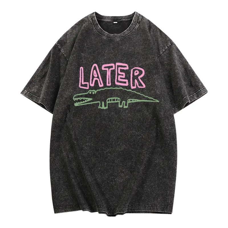 Sarcastic Later Gator Graphic-Shirt- Funny Unisex Loose Fit Tee with Alligator Design, Breathable Washed, Round Neck Short Sleeve Casual Wear& Holiday Parties