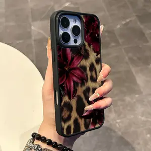 Chic Magnetic Case for iPhone11/12/13/14/15/16/17/promax Leopard Print Lilies MagSafe Ready, Anti-Slip, Ultra Thin | Aesthetic Touch for Daily Use