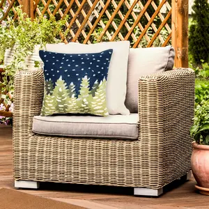 Lush Decor FRONTPORCH Indoor/Outdoor Handmade Pillow - Traditional Graphic Botanical Nature Accent  (Let It Snow)