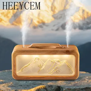 1 snow mountain humidifier, mountain design humidifier, 2-level fog capacity -600 milliliters, night mode - cold air humidifier for bedrooms, offices, and rooms - compact top water tank, ideal gift for winter