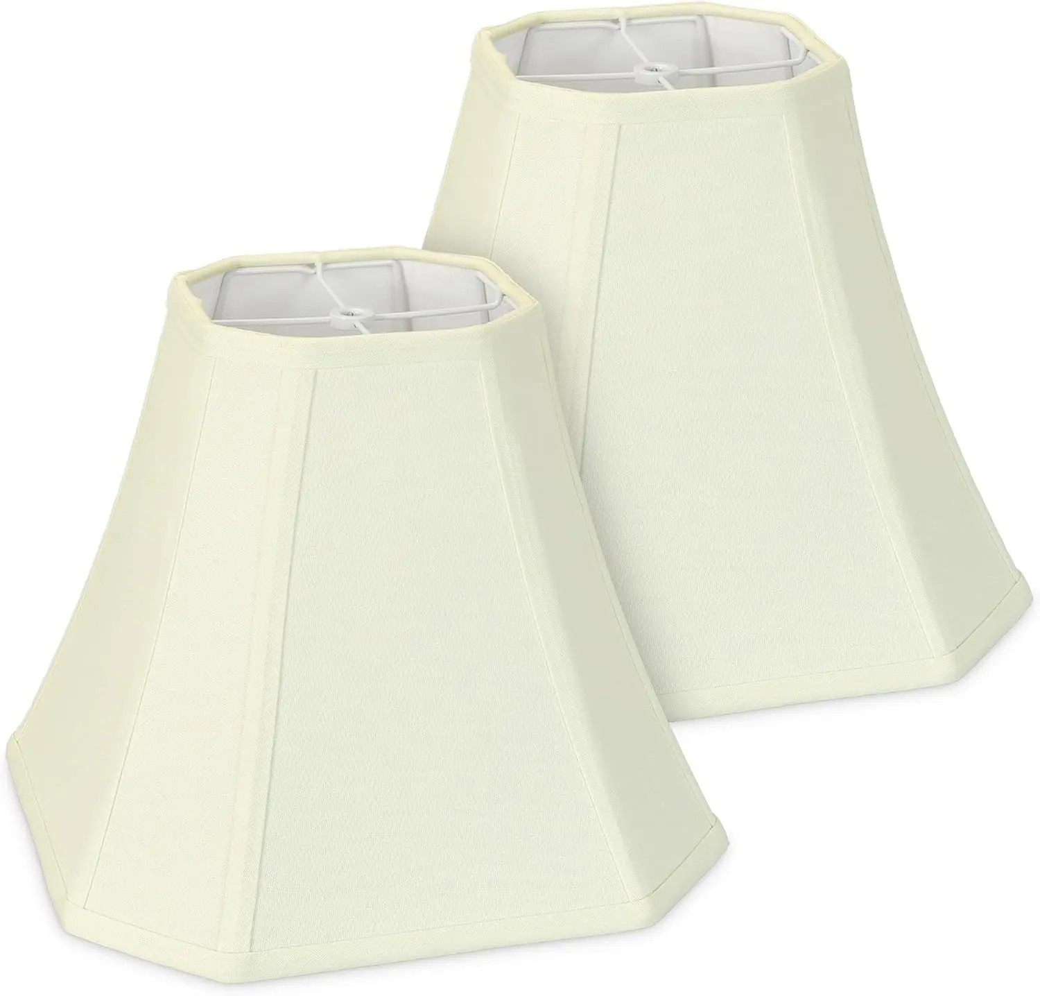 Set of 2 Octagonal Fabric Cream Medium Lamp Shades Spider Fitter Replacement Lampshade for Table Lamps Classic Traditional Decor Harp Not Included