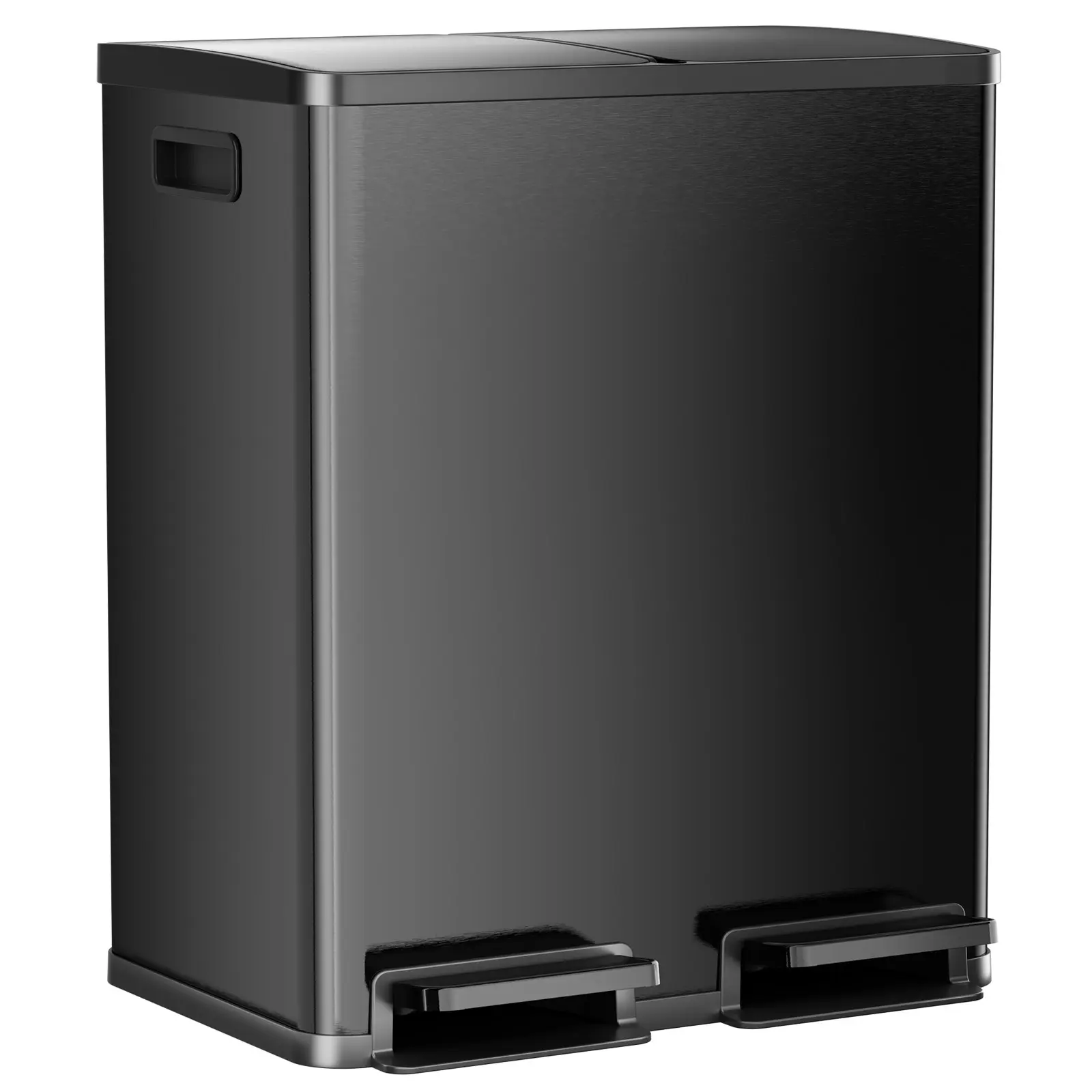 Sweetcrispy 16-Gal Stainless Steel Kitchen Trash Can - Dual Compartment, Fingerprint-Proof, Waterproof, Pedal-Opened Lid, for Home & Office Use