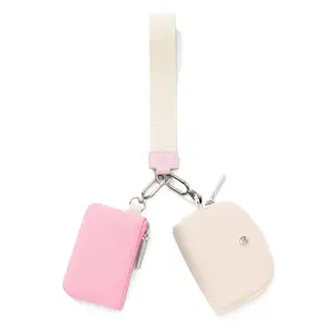 [Mum's Gift] Mini Zip Around Wristlet Wallet for Women Dual Pouch Wristlet Portable Coin Purse Mini Women Coin Pocket
