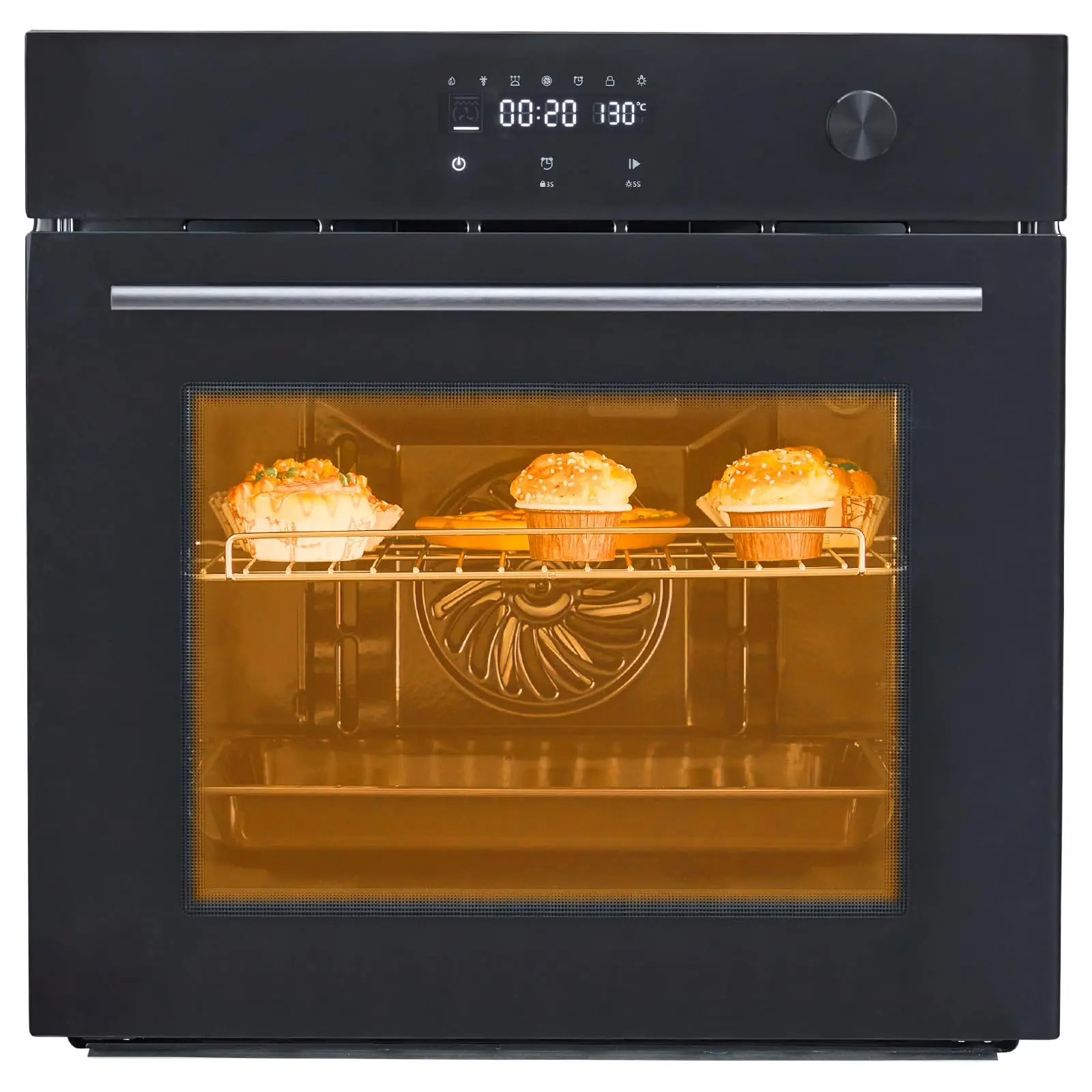 GARVEE 24" Single Wall Oven, Built-in Electric Ovens with 11 Cooking Modes, 3000W, 240V, 2.5 CF Convection Built-in Oven, Stainless Steel, Touch Control, Timer, Safety Lock