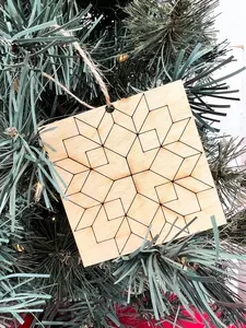 Barn Quilt Ornament DIY Kit: Large Flower Rustic Wood Ornament | Quillted Wooden Group Painting Kit | Paint Your Quilting Hang Tag