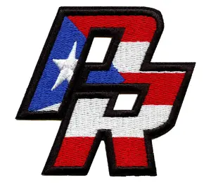 Puerto Rico Travel Patch Initial Flag Script Embroidered Iron On