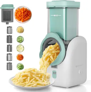 ZQOZQO Electric Cheese Grater and Vegetable Slicer with 6 Blades, 6-in-1 Multifunctional, Easy to Clean Detachable Kitchen Essential