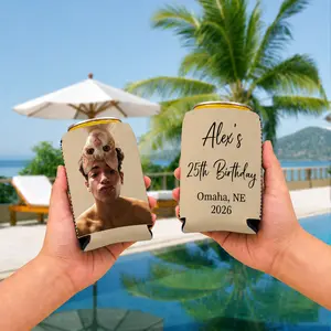 Personalized Photo & Text Birthday Can Coolers, Vintage 1984 Can Sleeves, Party Gifts for 20th 30th 40th 50th Birthdays, Funny Birthday Favors, Standard can cooler,slim can cooler