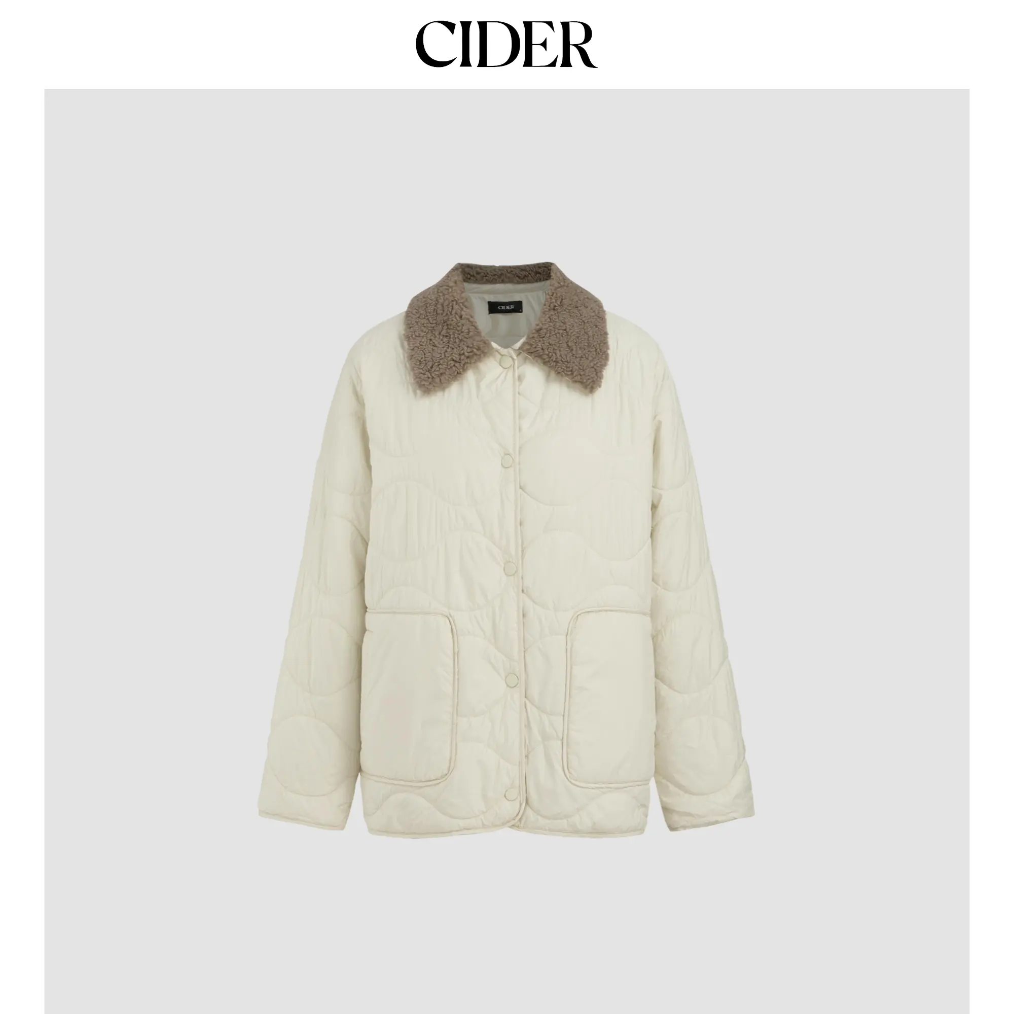 Cider [size 4-8] Teddy Collar Pocket Button Quilted Puffer Jacket