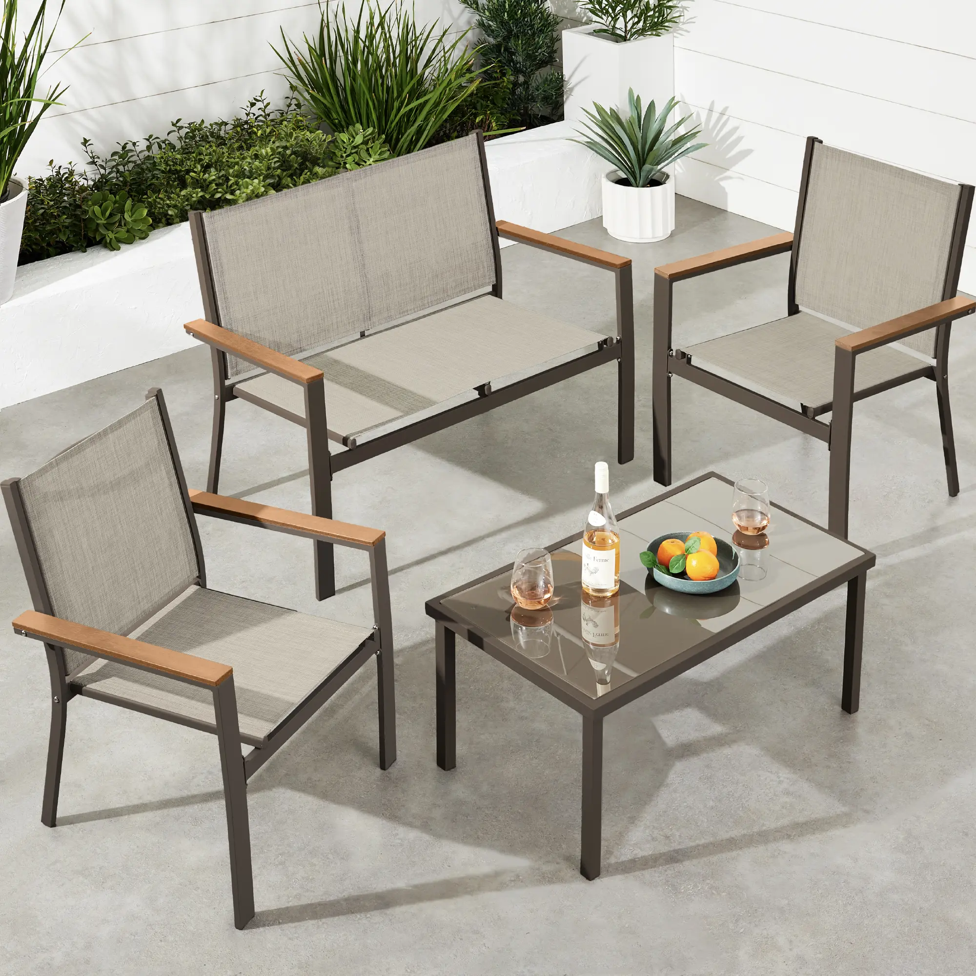Best Choice Products 4-Piece Outdoor Textilene Patio Conversation Furniture Set w/ Loveseat, Table Best Choice Products 4-Piece Outdoor Textilene Patio Conversation Furniture Set w/ Loveseat, Table