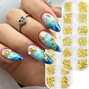 Starfish, Seahorse & Shell Nail Art Decorations, 3D Rhinestones, Beach Style, Multi-Functional, DIY & Professional Use
