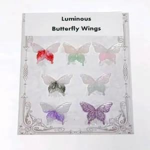 Soft Butterfly Wings Luminous Charms for DIY Nail Arts custom hand Mini Cartoon Resin Kawaii Flatback Cutics
