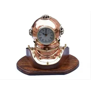 Handcrafted Model Ships  Copper Divers Helmet Clock 12 in. Nautical Accents Decorative Accent