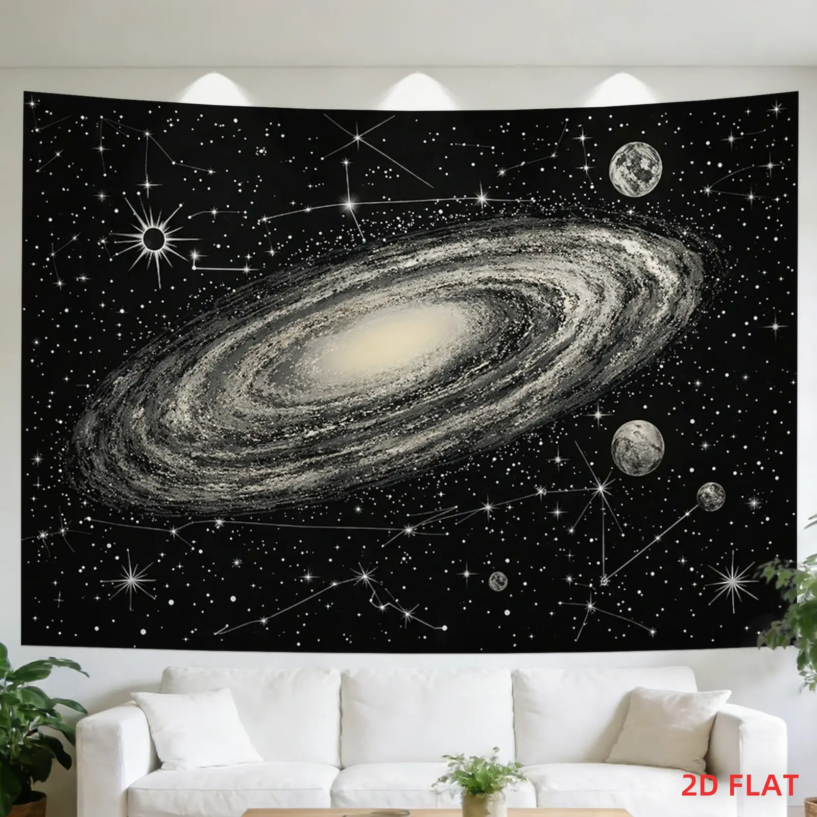Celestial Theme Spiral Galaxy Tapestry with Star & Constellation Design - Polyester Fibers Hanging Wall Decoration, Ideal for Living Room, Meditation Space, Gift for Indoor/Outdoor Use