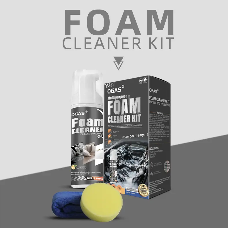Advanced All-Purpose Foam Cleaner Kit, Lemon Scent, Powerful Multi-Surface Cleaner & Degreaser for Car Interiors, Kitchen, Bathroom, Auto - Removes Tough Stains, Grease, Eliminates Odors, Upholstery, Plastic, Vinyl, Rubber outd.