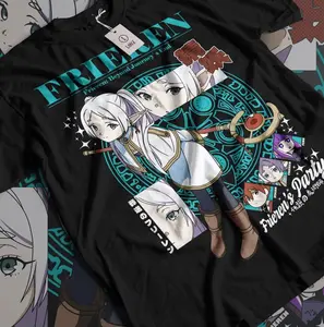 Frieren Frieren's Party Fire Style Streetwear Japan Style Cotton Shirt, Fashion Cotton, Full Colors, Full Sizes, For Men, For Women
