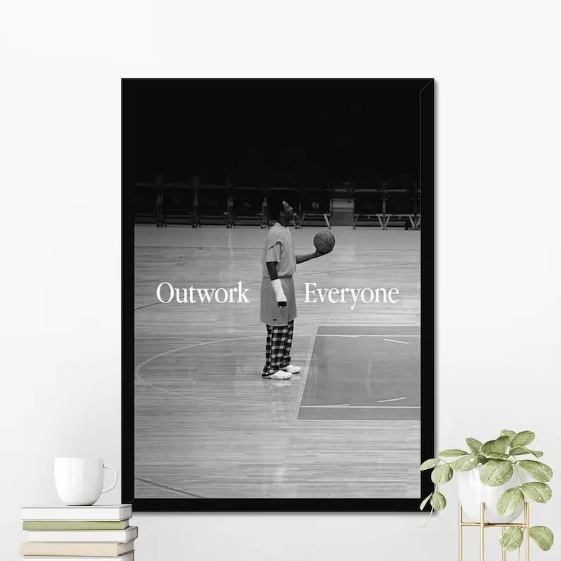 Kobe Bryant Motivational Poster, Inspirational Wall Art Basketball