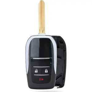 Modified Upgraded Flip Key Shell Case Replacement for RAV4 Camry for Scion TOY43,JUST A Key CASE (Upgraded 3 Buttons)