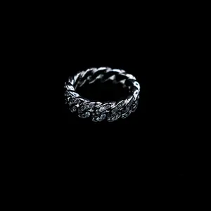 Diamond Cuban Link Ring in White Gold