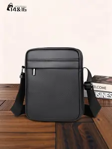 Men's Crossbody Bag, Single Shoulder Messenger Bag, Casual PU Leather Side Pocket, Multi-Functional Commuter Bag, Gift for Men, Zipper Crossbody Bag