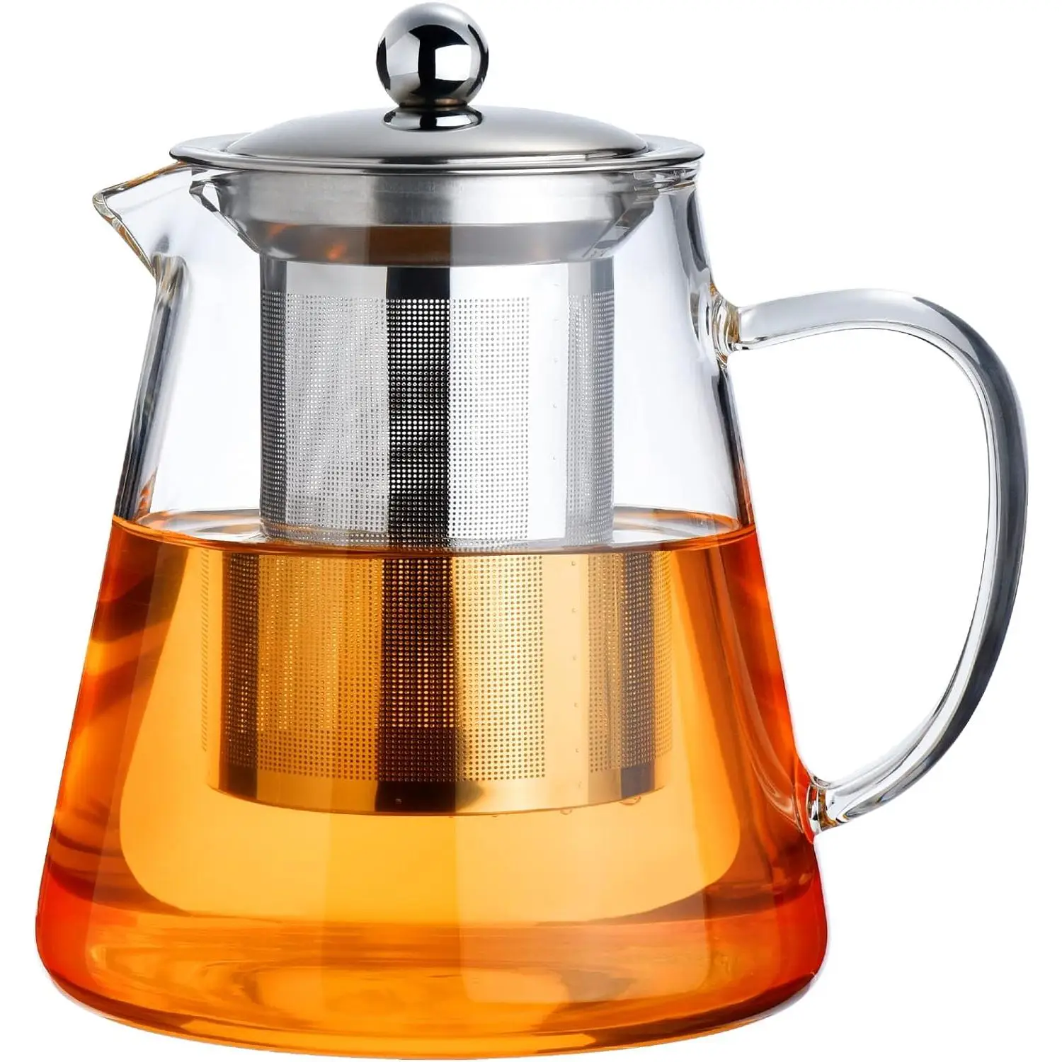 Glass Teapot Stovetop 18.6/32 oz, Clear Tea Kettle with Removable 18/8 Stainless Steel Infuser, Teapot Blooming and Loose Leaf Tea Maker Tea Brewer fo