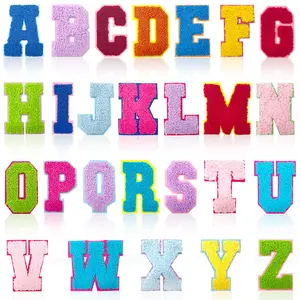 Colorful Letter Pattern Chenille Embroidery Ironing Patch, Embroidery Appliques, Iron on Letter Decals, Suitable for DIY Clothing and Accessories, Jackets, Bags, Hats
