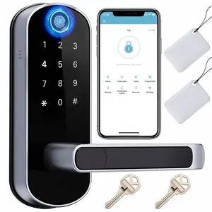 Smart Door Handle Lock with Keypad - Fingerprint Smart Knob: Keyless Entry Digital Lock for Front Door - Deadbolt with APP - Generate Passcode Remotely - DIY Installation