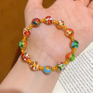Twelve Zodiac Guardian Flower Gods Cloisonné Bracelet Handcrafted Enamel Beads with Vibrant Floral Symbols for Prosperity & Renewal Traditional Chinese Jewelry Box Consecrated by Taoist Priest & Chinese FengShui