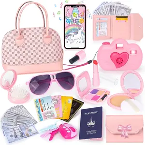 Toddler Play Purse for Little Girls, 35PCS Kids Purse with Pretend Play Princess Toys Includes Handbag, Camera, Phone, Wallet, Key, Kids Purse Birthday Gift for Girls Toddler