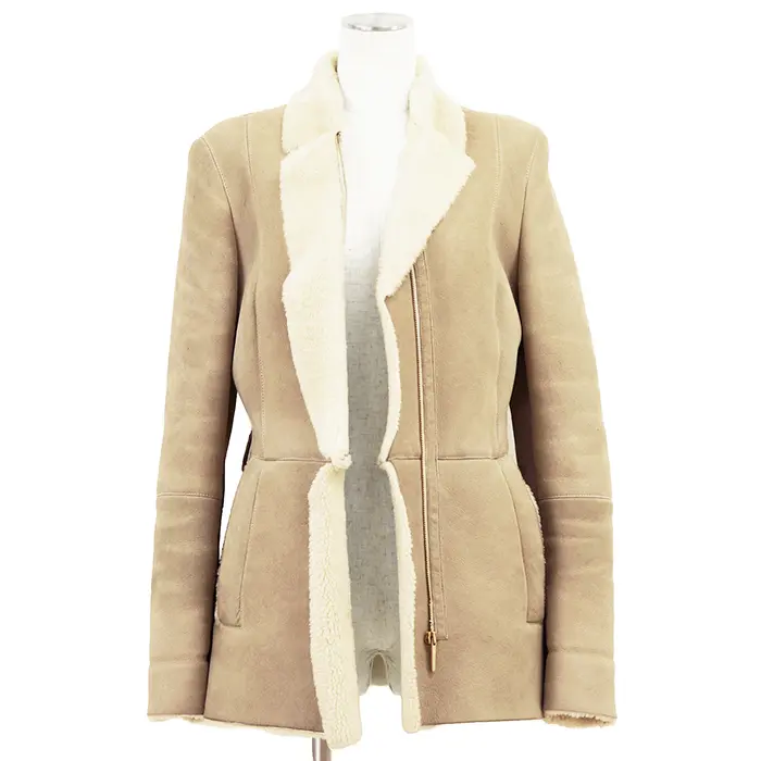 Pre-owned GUCCI Lambskin Small Leather Goods Shearling Coat