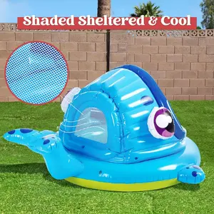 Inflatable Shade Kiddie Pool, Whale Youngsters Pool Tent, Youngsters Swimming Pool for Youngsters, Blow Up Youngsters Pool for Swim Party Toys Summer Water Beach Fun, Party Games & Activities