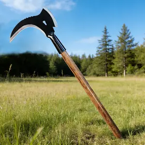 Vaseeka 2-in-1 Multi-Purpose Weed Tools with 20” Long Wooden Handle - Alloy Steel Blades for Gardening, Lawn Care and Heavy Duty Cutting - No Electricity Required, Lawn Care Tool | Rustic Appearance | Durable Construction