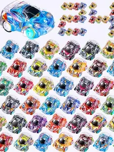 10pcs Mini Pullback Car Set, Double-layer Transparent Graffiti Pull-back Racing Car, Suitable for Pullback Racing Toy Party Favors, Classroom Prizes, Suitable for Halloween, Christmas Gifts, Rewards for Youngsters, Colors Randomly