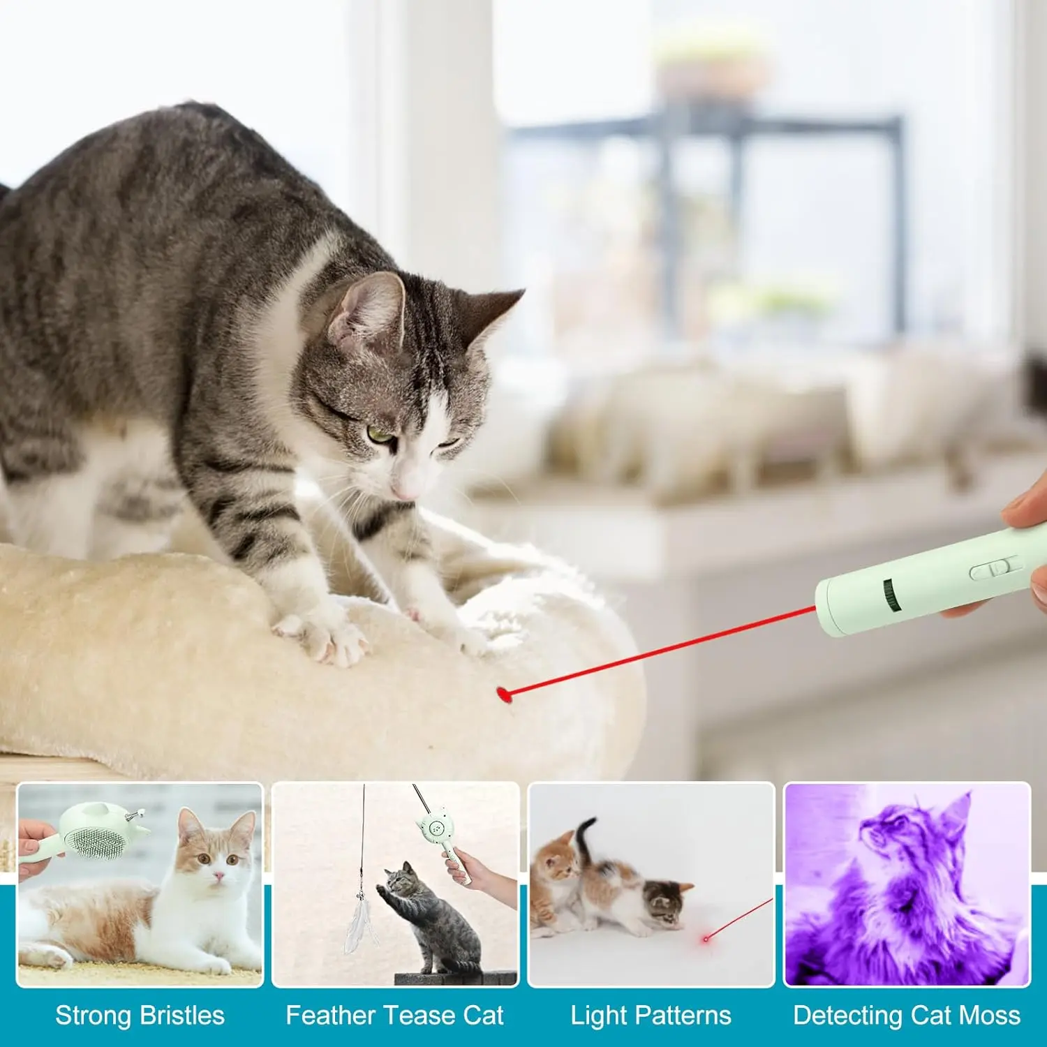 Cat Brushes for Indoor Cats,Cat Grooming Brush, 3 In 1 Cat Brush, Cat Brush with Release Button, Cuddles and Meow,Cat brush with Release Button, Cat Brushes for Indoor Cats Shedding,Cat Brush for Long or Short Haired Cats,Cuddles and Meow