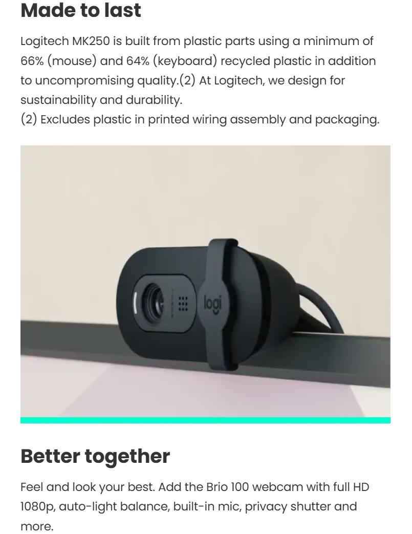 Logitech MK250 Bluetooth Wireless Mouse and Keyboard Combo: Fast & Easy Connectivity, Compact Wireless Keyboard, Ambidextrous Mouse (Graphite) - Wireless Bluetooth Keyboard - Graphite - Wireless B