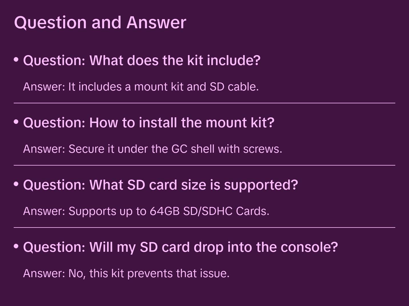 GC Loader 3D Printed Mount Kit with SD Extension Cable for GameCube