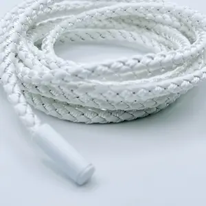 Tie-up White Braided Rope belt in soft leather