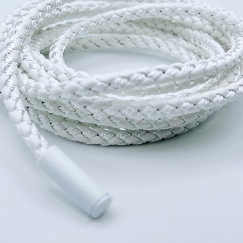 Tie-up White Braided Rope belt in soft leather