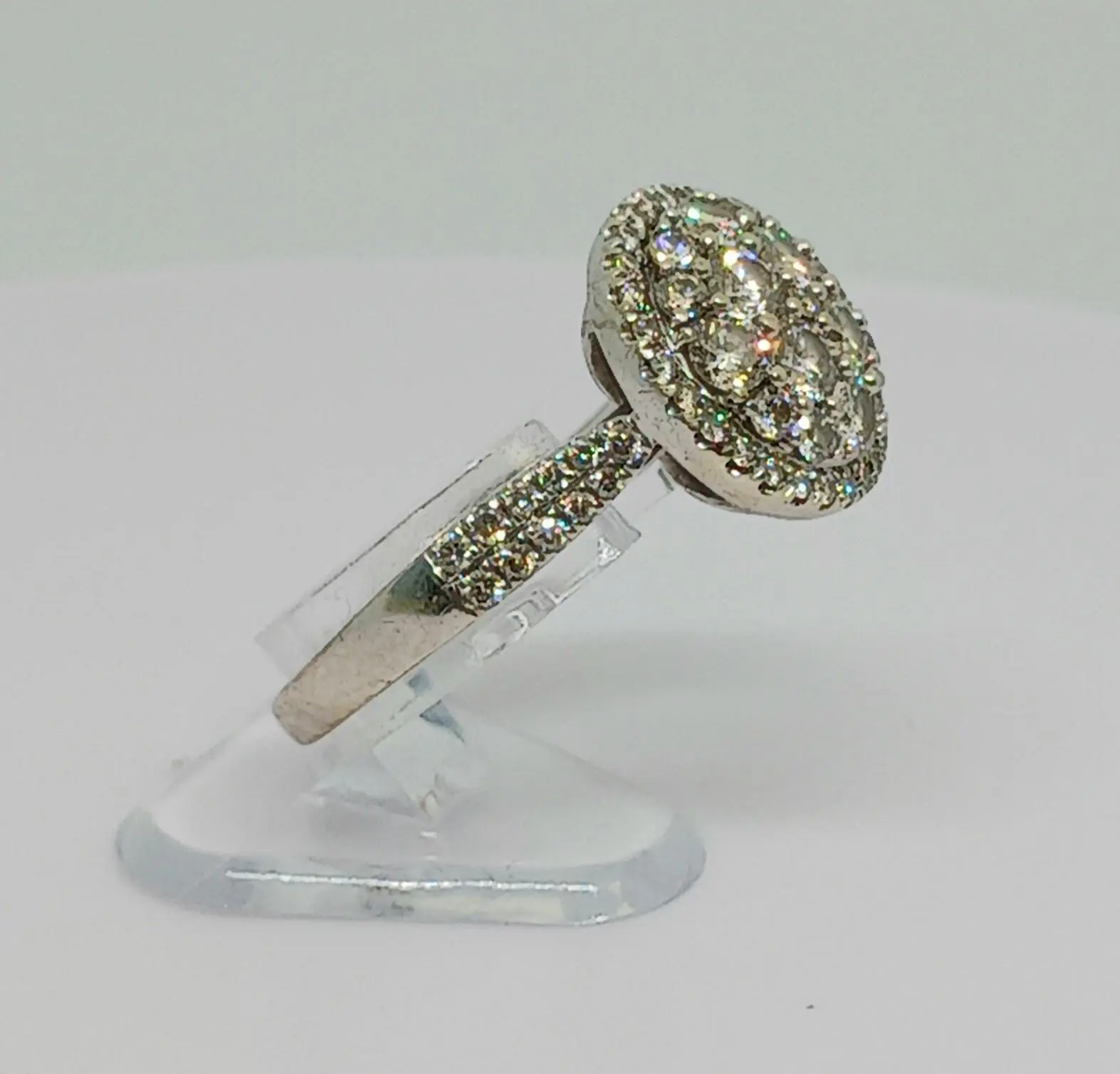 EFFY 14kt White Gold & 1.71ct Natural Diamond Cluster Ring SI1/SI2-F/G Clarity Size 8.5 Custom Fit Elegant 'Boutique' Collection