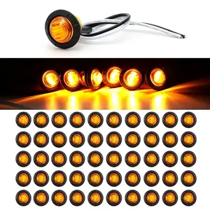 3/4" LED Mini Round Trailer Side Marker Lights - Waterproof Sealed Clearance Signal Lamps, 12V DC Trailer Light Kit for Truck, RV