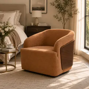 Baliaa Swivel Accent Chair Faux Leather Swivel Barrel Chair Comfortable Mid Century Modern Chair Upholstered Metal Base Armchair for Living Room Bedroom Office Large Vintage Black